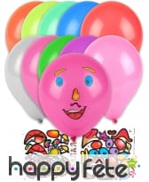 Sachet de 10 Ballons avec stickers visage
