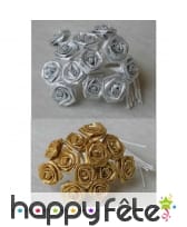 Sachet de 12 petites roses en lurex, décoratives