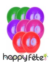 Sachet de 8 ballons nombre ou chiffre multicolores, image 1