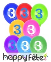 Sachet de 8 ballons nombre ou chiffre multicolores, image 2