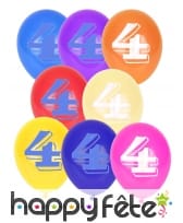 Sachet de 8 ballons nombre ou chiffre multicolores, image 3