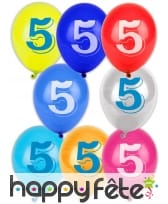Sachet de 8 ballons nombre ou chiffre multicolores, image 4