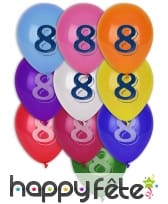 Sachet de 8 ballons nombre ou chiffre multicolores, image 6