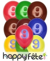 Sachet de 8 ballons nombre ou chiffre multicolores, image 8