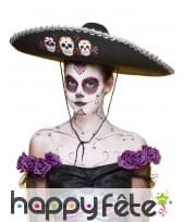 Sombrero Dia de Los Muertos noir, image 3