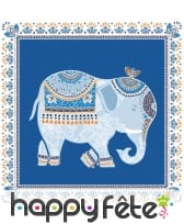 Serviettes éléphant bleu motifs Indien