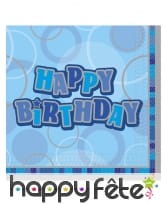 Serviettes Happy Birthday bleues, noires ou roses, image 2