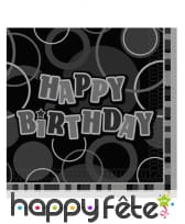 Serviettes Happy Birthday bleues, noires ou roses, image 3