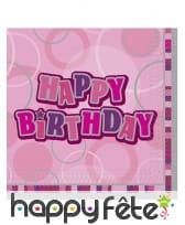 Serviettes Happy Birthday bleues, noires ou roses, image 4