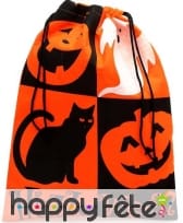 Sac pour bonbons motifs chat et citrouille