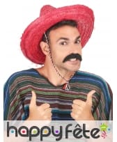 Sombrero rose contours en pompons blancs, image 1