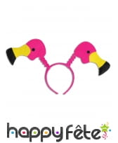 Serre-tête 2 têtes de flamants rose sur ressorts