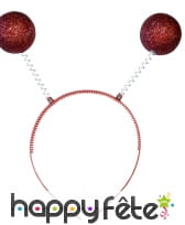 Serre tète antenne boules rouges à paillettes, image 1