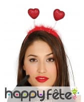 Serre-tête aspect plumes rouge et coeur pailleté