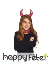 Serre-tête cornes rouge avec sequins pour enfant