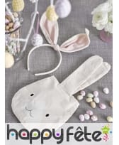Sac tête de lapin beige en tissus de 34 cm, image 2