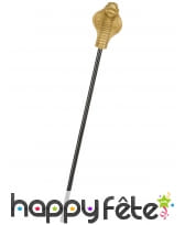 Sceptre tête de serpent doré, 58cm
