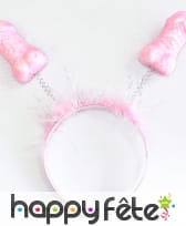 Serre-tête de zizi rose clair pailletté