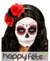 Serre tête Dia de los muertos avec fleurs, image 1