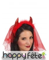 Serre tête diablotine rouge avec voilette