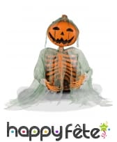 Squelette tête de citrouille 52cm