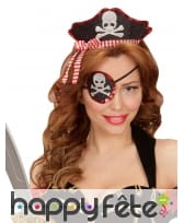 Serre tête femme pirate girly avec cache oeil