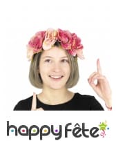 Serre-tête fleuri de grosses roses pour adulte