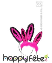 Serre tête lapin noir et rose "girls night"