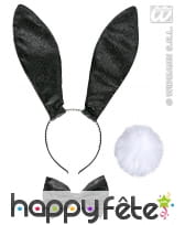 Serre tête lapin noir paillettes géantes