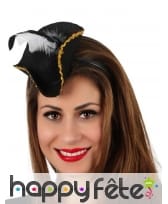 Serre-tête mini tricorne noir de pirate