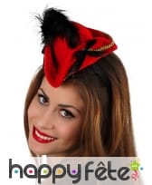 Serre-tête mini tricorne rouge de pirate
