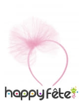 Serre-tête rose avec noeud en tulle, image 1