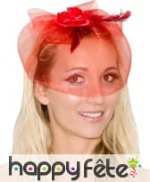 Serre tète voilette rouge à plumes, image 1