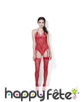 Sous-vêtement body en dentelles rouges, image 2