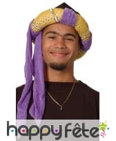 Turban arabe violet et doré
