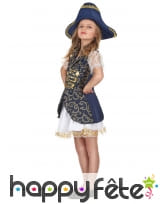 Tenue bleue de petite pirate, broderies dorées, image 1