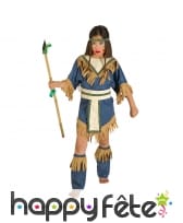 Tenue bleue et marron de petite indienne