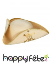 Tricorne beige et doré motif pirate