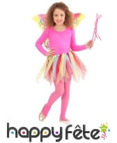 Tutu, baguette et ailes de petite fée arc-en-ciel