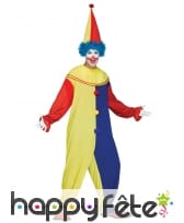 Tenue bicolore jaune bleue de clown adulte
