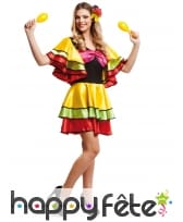 Tenue colorée à volants courte danseuse de samba