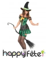 Tenue courte de sorcière verte et noire pour femme, image 1