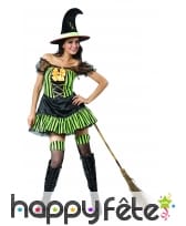 Tenue courte de sorcière verte et noire pour femme, image 3