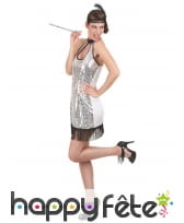 Tenue courte disco argentée avec sequins, image 1