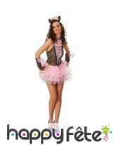 Tenue courte girly de panthère rose femme