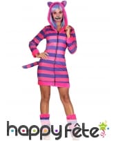 Tenue de chat violet rayé pour femme