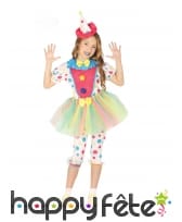 Tenue de clown à pois avec tutu et chapeau, enfant