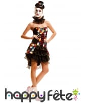 Tenue de femme arlequin robe courte à volants