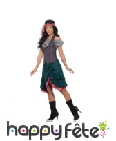 Tenue de femme pirate avec robe verte, image 1