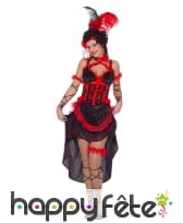 Tenue de french cancan rouge et noire pour femme